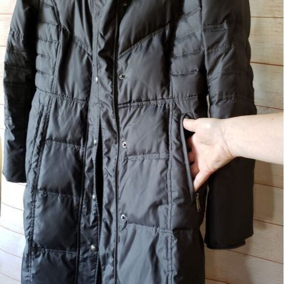 London Fog Feather Down Quilted Hooded Coat Lined Thick Winter Women's Small - Picture 4 of 9